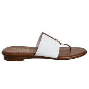 Italian Shoemakers White and Brown Flat Sandals Size 11